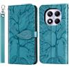 Rostsant Custodia per Redmi Note 14 Pro 4G Cover a Slot per Carte Portafoglio in Pelle PU Custodia a Libro Albero in Rilievo Cover Telefono per Xiaomi Redmi Note 14 Pro 4G Blu