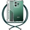 ANFAIRLACE Cover Cordino Compatibile con Oppo Reno 14 F/Reno 14 FS 5G, Custodia Cuscino d'Aria Trasparente Silicone Morbido Regolabile Antiurto Laccio Chiaro Case, Verde