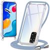 Oelrstfe Cover con Cordino per Xiaomi Redmi Note 11S (4G) 6.43, Custodia con Corda Girocollo Collana Tracolla Laccio, Trasparente Silicone TPU Antiurto Cellulare Protettiva Bumper Case, Milky Grey