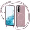 AOMYKE Magnetica Cover per Samsung Galaxy S22 con Cordino, [Compatibile con MagSafe] Custodia con Laccio Collana Tracolla Collo Liquido Silicone Antiurto TPU Antiurto Case - Rosa
