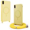 BGHHEU Magnetica Cover per iPhone XR con Cordino,[Compatible con Magsafe],Custodia Silicone con Regolabile Collana Sottile Morbida Case,Giallo