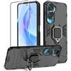 Btstring Cover per HONOR 90 Lite con Pellicola Protettiva, Grado Militare Custodia con Cavalletto in Metallo Rotante a 360°, Hard PC Back Cover e TPU Bumper Antiurto Case- Nero