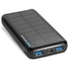 SBS Solar PowerBank, 10.000mAh, Power Bank con Pannello Solare, Ricarica Rapida, Intelligent Charge (IC), LED di Carica, 1x USB-C, 2x USB-A, Caricabatterie Portatile da Viaggio, Design Compatto, Nero