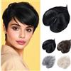 PARXITN Topper per capelli con frangia 3 clip multi dimensionale 7 pollici parrucche sintetiche corte per capelli sottili, colore nero naturale