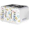VQ Laura Ashley Tostapane Vintage 4 Fette - Riscaldamento Regolabili, Scongelamento e Modalità di Riscaldamento. Acciaio Inossidabile Tosta Pane con Croissant Scaffale Riscaldante - Elveden Bianco