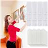 HWSWSH 12 Pz Ganci con Adesivo per Quadri, Gancio per Cornici Universale Grande, Ganci per Quadri Pesanti a Muro, Ganci per Quadri Senza Chiodi, Ganci per Appendere foto con 16 Strisce Adesive, Bianco