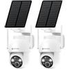 YESYAMO Telecamera Wi-Fi Esterno Senza Fili con Pannello Solare | Videocamera Sorveglianza Esterno a Batteria, 360° PTZ, Visione Notturna A Colori, Audio Bidirezionale, 2.4GHz, IP66