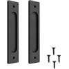 MiJunHD Maniglia per porta scorrevole da incasso, 2 pezzi, rettangolare, nero opaco, 180 x 40 mm, in lega di alluminio massiccio, con fondo piatto, con viti, per porte scorrevoli, armadi, finestre