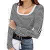 DUOEASE Maglia Donna Slim Fit Casual Coste T Shirt Basic Tinta Unita Girocollo Magliette Donna Manica Lunga(Marrone S)