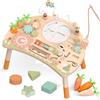 Hewaurorion Tavolo Multiattivita Bambini Giochi Montessori 1 2 3 Anno, 9-in-1 Tavolino Bambino in Legno, Bambini Giocattoli Bambina Regalo 1+ Anni, Giochi Educativi Centro Attivita Neonato (Colori Naturali)