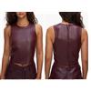Fatto a mano Top marrone in vera pelle di agnello da donna elegante formale in vera pelle ...