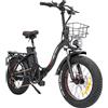 CT20 E Bike 750W Motore 48V20AH Batteria Freno a Olio Bici Elettrica Pieghevole 20 Pollici Fat Tire Bicicletta Elettrica da Montagna a 7 Velocità - Disc Black 750W 48V 10AH