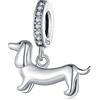 Qings Charm Cani Bassotto Ciondoli per Braccialetti in Argento Sterling 925 con Perline Charms Cuccioli Domestici per Animali Braccialetti Collane da Donna Ragazze Amanti degli Animali