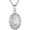 GoldChic JEWELRY Collana Medaglia Miracolosa Ovale Con Bordo In Filigrana Collana Miracolosa Placcato Platino Regalo Religioso Cattolico