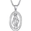 GoldChic JEWELRY Collana Medaglia Miracolosa Ovale Con Bordo In Filigrana Collana Miracolosa Placcato Platino Regalo Religioso Cattolico