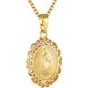 GoldChic JEWELRY Collana Medaglia Miracolosa Ovale Con Bordo In Filigrana Collana Miracolosa Placcato Platino Regalo Religioso Cattolico