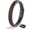 SERASAR 20cm Marrone Braccialetto Uomo Cuoio Aggiustabile Regolabile Magnetico Inox Bracciali Braccialetti Perline Bigiotteria Bracialetto Cinturino Braciale Bambino Bracelet Nere Accessori