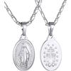 GoldChic JEWELRY Collana Medaglia Miracolosa Ovale Con Bordo In Filigrana Collana Miracolosa Placcato Platino Regalo Religioso Cattolico