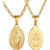 GoldChic JEWELRY Collana Medaglia Miracolosa Ovale Con Bordo In Filigrana Collana Miracolosa Placcato Platino Regalo Religioso Cattolico