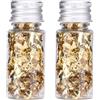 EIMSOAH Decorazione Alimentare Carta in Lamina D'oro oro comestible 2 Pezzi Scaglie di Lamina D'oro Decorative in Bottiglia Multifunzione, Decorazione Alimentare Fiocco Feuilles d'or et feuilles de métal