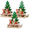 HOOPOE Decorazioni Natalizie Legno,3 Pezzi Scritte in Legno Addobbi Natale Casa,Ornamenti Natalizi con Scritta Xmas,Slitta Statuetta Puzzle 3D Decorativa in Legno per Decorazione Natale da Tavolo