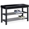Relaxdays Panca Scarpiera, Mobile Scarpe, Portascarpe con 2 Ripiani, Imbottita, HxLxP: 49x81x31 cm, 10 Paia, Nero