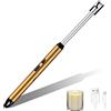 XINGGANG Accendino Elettrico,Accendigas USB Ricaricabile，Accendigas Elettrico Cucina Accendino Lungo per Candele leggere Stufe a gas Barbecue da campeggio,Collo Lungo Girevole a 360° (oro)