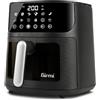 Girmi FG78 Friggitrice ad Aria con Finestra Ecofrit Black, 6 Lt, 12 Programmi, 1500 W, Display Digitale, BPA/PFOA Safe, Luce Interna,Vassoio Antiaderente, Ricettario Incluso, Nero/Argento