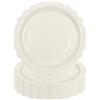 DHAIQC 50 piatti di carta avorio da 23 cm, piatti per feste smerlati in crema, piatti usa e getta per torte, dessert e cene, per decorazioni e forniture per feste di compleanno, baby shower