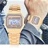 Ausla Orologio da Polso a Luce Posteriore Uomo, Cronografo Digitale Impermeabile 30M con Display 12/24 Ore Data Settimana Allarme, Cinturino in Acciaio Inossidabile - Oro