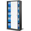 Jan Nowak Armadio per ufficio Archivio con Ante Scorrevoli Metallo 4 Ripiani Verniciatura a Polvere Bloccabile 185 cm x 90 cm x 40 cm (Antracite-Bianco)