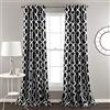 Lush Decor Edward Trellis Tende oscuranti per Finestra, Set per Soggiorno, Sala da Pranzo, Camera da Letto (Coppia), Poliestere, Nero, W 52 x L 84 (1 Panels)