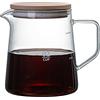 Nikou Caffettiera in Vetro Borosilicato Alto Set da Caffè Caffettiera con Coperchio in Legno di Acacia, Caraffa in Vetro, Adatto per Tè Freddo, Acqua Calda e Fredda, Succhi di Frutta, Caffè(500 ml)