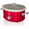 Swan Retro SF17021RNEU - Pentola per cottura lenta, 3,5 l, rimovibile, antiaderente in ceramica libera PFOA e PTFE, 3 livelli di temperatura, coperchio in vetro, Slow Cooker, design vintage, rosso