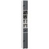 kleankin Colonna di archiviazione armadio alto per bagno 1 cassetto 4 ripiani regolabili e 2 armadi 20 x 20 x 180 cm grigio