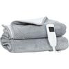 HOMCOM Coperta Elettrica 160x140 cm con 5 Livelli di Calore e 2 Telecomandi, in Pile e Poliestere Grigio | Aosom Italy