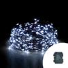 Wisdom Stringa 15 metri da 150 MicroLed Bianco Freddo con cavo verde a batteria da esterno Wisdom