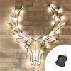 Wisdom Testa di Renna luminosa da parete 50 Led luce decorativa 58cm Bianco Caldo a batteria Wisdom
