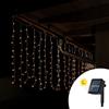 Wisdom Tenda luminosa decorativa con pannello solare 3 metri 114 Led Bianco Caldo altezza 60cm da esterno Wisdom