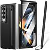 BAILI Custodia per Galaxy Z Fold4 con penna stilo, cover per Fold4 con supporto + slot per S Pen, pellicola protettiva frontale per Samsung Galaxy Z Fold4 con supporto pieghevole-Nero
