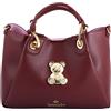 Braccialini Borsa a mano grande con orso AMY BIJOUX - Bordeaux