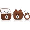 LEWOTE Compatibile con Apple AirPods 4 Custodia Protettiva Divertente e Carina con Copertina Cartone Animato e Portachiavi (Piccolo Orso Marrone)