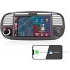 ZUNDION Autoradio per Fiat 500 2007-2015 compatibile con Wireless Carplay/Android Auto SWC USB FM RDS Mirror Link Touch Screen Subw EQ SWC per Stereo