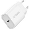OtterBox Standard EU Caricatore murale 20W USB-C PD, carica rapida per Smartphone e Tablet, resistente a cadute, robusto, ultra durevole, Bianca