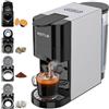 KOTLIE Macchina da caffè 4 in 1 per NES/DG/caffè macinato/ESE (44 mm), 19 bar, 1450 W, 800 ml (AC-513K) NERO
