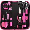 SIXTOL HOME PINK 20 | 20 pezzi in un set di attrezzi | Cassetta degli attrezzi per la casa da donna | regalo ideale per donne artigiani