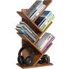 LELELINKY - Libreria a forma di albero, a 5 livelli, per libri, CD, riviste, DVD, in legno, per soggiorno, camera da letto e ufficio, colore nero