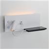 Alpinaluz Applique da parete LED bianco - Luce ambientale e faretto da lettura orientabile 2700 K - USB-C + USB-A - Mensola metallica - Interruttori indipendenti - Faretto sinistro