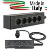 EXTREME POWERBOX NERO CIABATTA ALIMENTAZIONE PALCO MADE IN ITALY SPIA RETE INGRESSO SPINA VOLANTE PCE 16A 3P+N+T USCITE 5 X SCHUKO 16A 3P IP2X