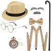 Gionforsy - Set di accessori per costume da Gatsby Gangster degli anni '20, da uomo, Style2-beige, taglia unica